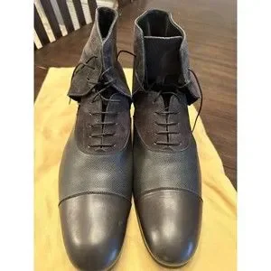 Louis Vuitton Men\'s Black & Gray Leather & Suede Shoes Size 9.5UK 10.5US EUC Louis Vuitton Leather Upper Loafer Casual Shoes for Men for  main image 3